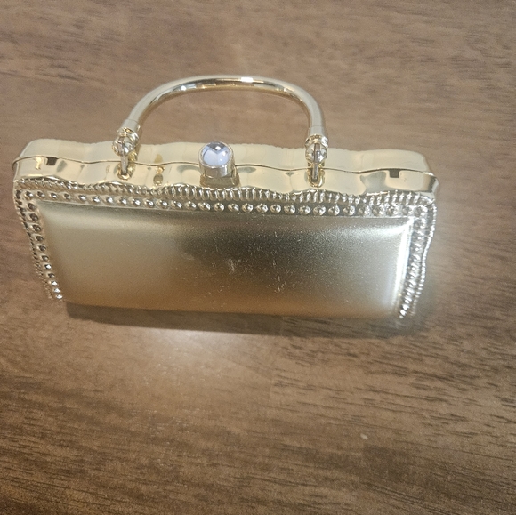 Gold with rhinestones small evening bag - Picture 5 of 5